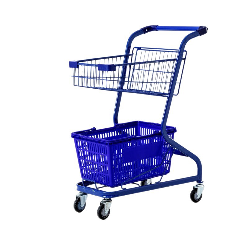 Supermercados multifuncionales agarran carritos de muñecas, centros comerciales de dos pisos, carritos de compras, puestos rojos de la red, carritos domésticos