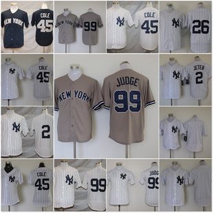 New York Yankees jersey jersey jersey team uniform fan version embroidered baseball uniform 2#45#99 striped button T-sleeve shirt