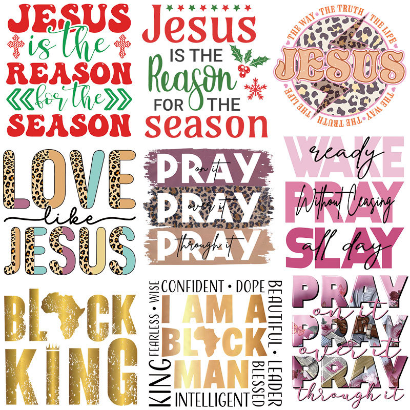 亚马逊字母烫画贴热转印 T恤印花图案胶印logo耐水洗烫印贴烫图