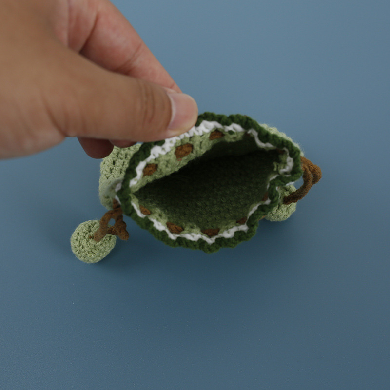 Navidad ciervos tejido a mano con cordón bolsillo tejido de lana de mujer de ganchillo monedero de dibujos animados exquisito Bolsillo pequeño producto terminado