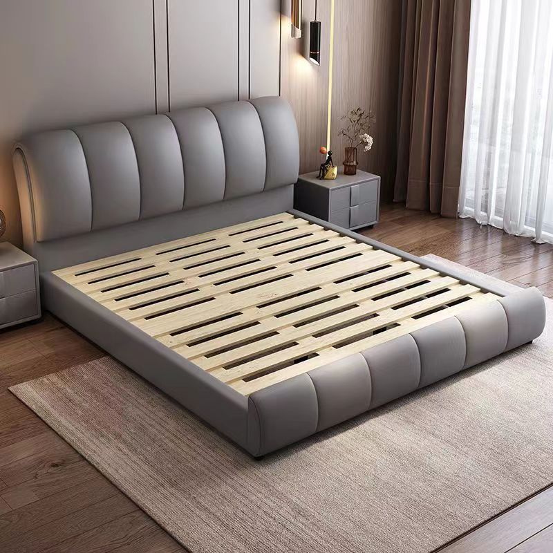 Teenager Italian Leather Bed Modern Simple 1.8 Master Bedroom Large Bed 1.5 Luxury European Style Soft-Packed Kidsren's Bed Double Bed