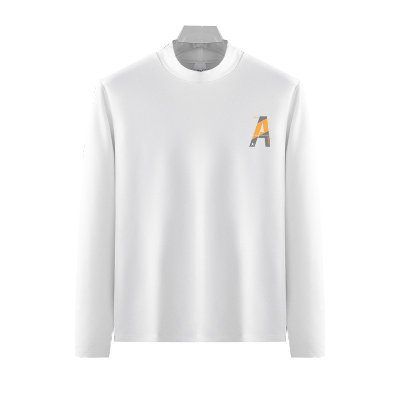 Juventud urbana Cuello Blanco Slim fit de terciopelo a prueba de frío cálido medio cuello alto ropa interior hombres otoño camiseta superior