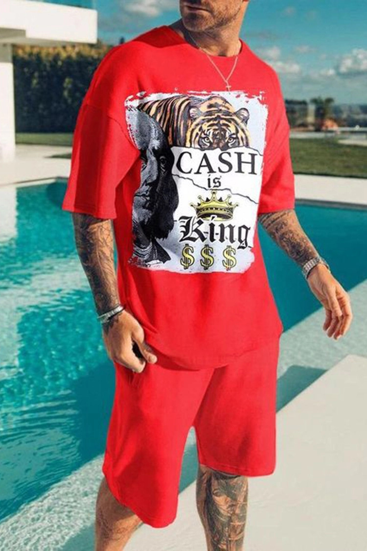 Comercio exterior transfronterizo verano nuevos hombres de manga corta impresa en 3D + traje de pantalones cortos verano deportes y ocio traje de dos piezas
