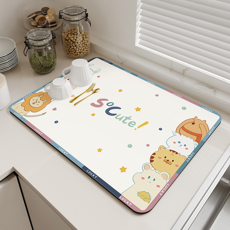 Cartoon Diatom Mud Drying Mat Household Bowl and Dish Anti-scald Insulation Mat Kitchen Countertop Anti-slip Absorbent Mat Bathroom Floor Mat Cartoon Diatom Mud Drying Mat Household Bowl and Dish Anti-scald Insulation Mat Kitchen Countertop Anti-slip Absorbent Mat Bathroom Floor Mat