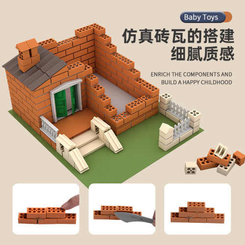 Little mason handmade diy hut construction villa simulation mini brick assembly children's house building toys