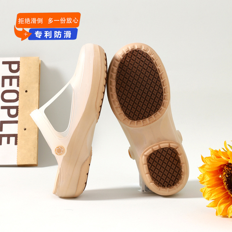 Jdov Croc Shoes Women's Summer Non-Slip Outerwear Thick-Soled New Slippers Jelly Baotou Beach Shoes Nurse Sandals