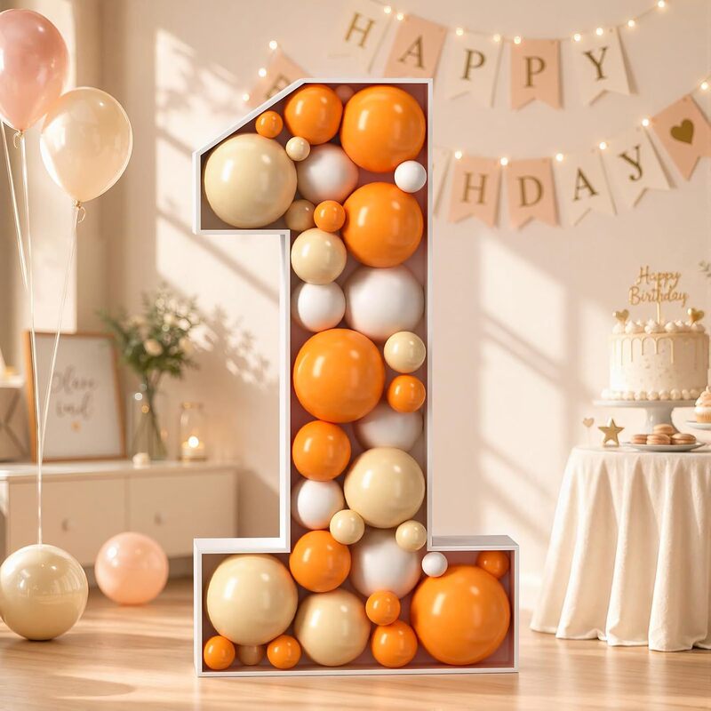 Number 1 mosaic KT board, baby's 100th day and first birthday, 3D balloon frame, wedding and party decorations Number 1 mosaic KT board, baby's 100th day and first birthday, 3D balloon frame, wedding and party decorations