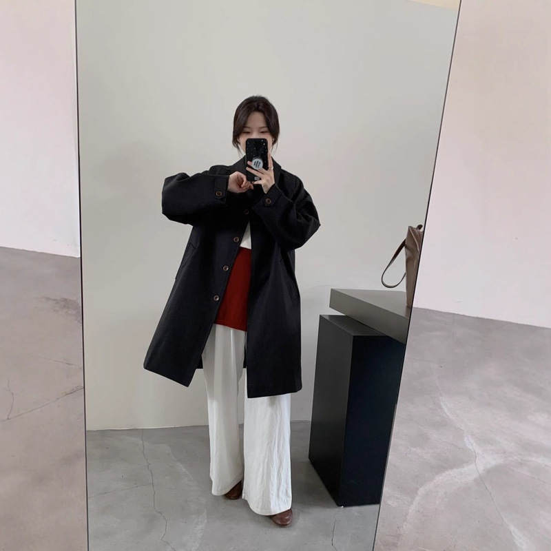 2025秋季新款中长款风衣 韩版翻领显瘦百搭开衫长袖外套女|undefined
