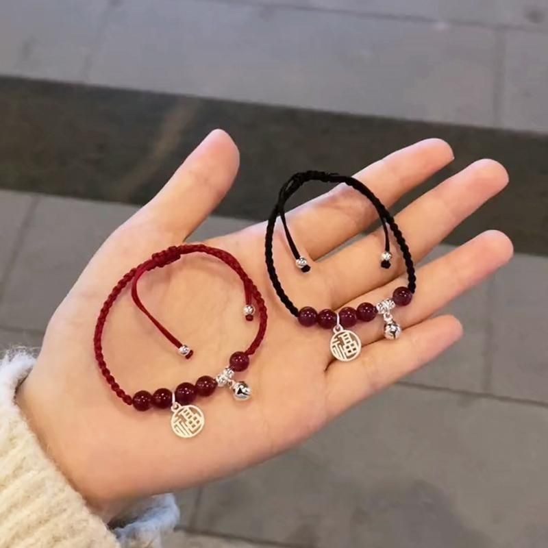 小福牌紅珠鈴鐺手鍊手工編織珠珠情侶紅手繩學生閨蜜節日禮送物一