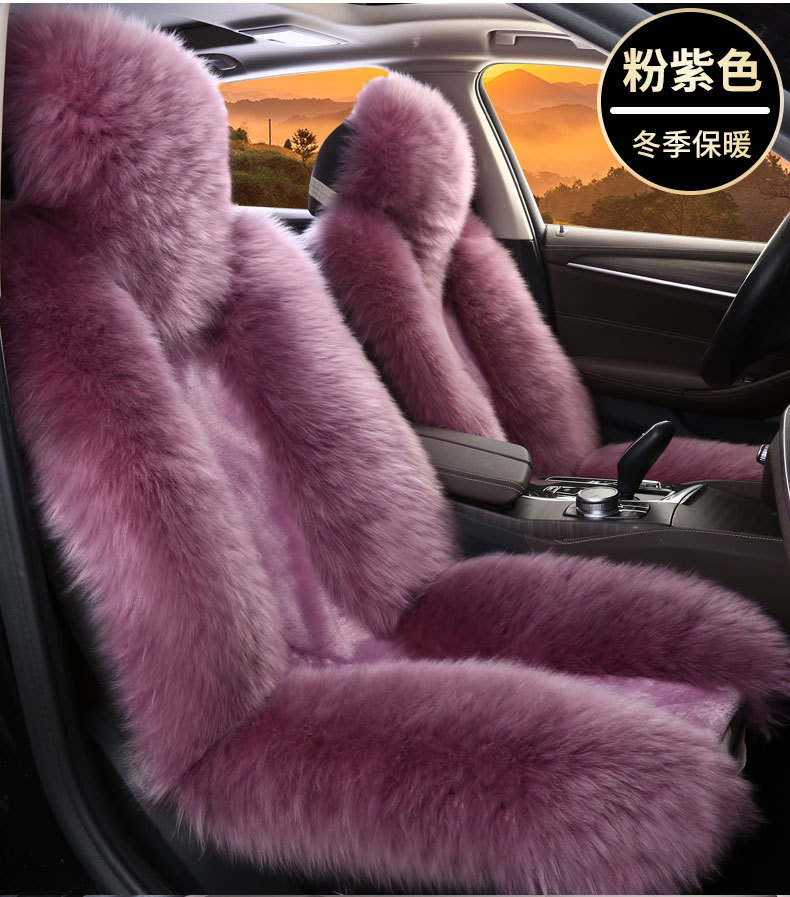 Winter wool car seat cushion plush seat cover pure wool long hair winter wool pad warm thickened car mat popular online