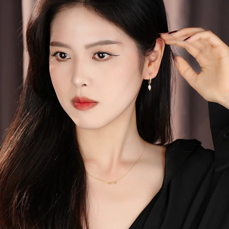 s925纯银轻奢圆珠耳环系列女复古玻璃珠耳扣气质珍珠夏季耳饰饰品
