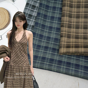 Spring and Summer Cheongsam dress Plaid Fabric TR Stretch Yarn-dyed Shirt Plaid Casual Fashion Plaid Fabric