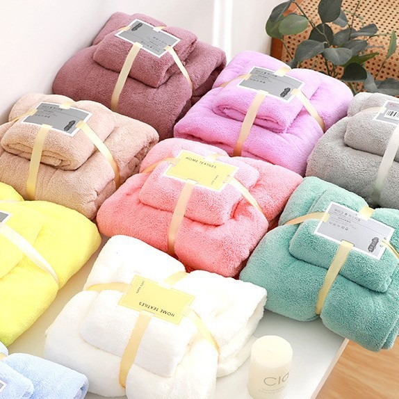 Transfronterizo TEMU etiquetado toalla de coral de alta densidad absorción de agua toalla de baño set toalla de regalo toalla de coral en stock