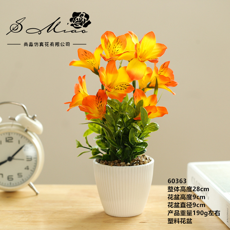 Flor artificial 10-cabeza pequeña huilan bonsai flor artificial bonsai fábrica suministro directo decoración interior pequeños adornos entrega de una sola pieza