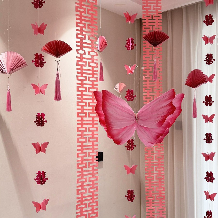 나비 반부채 웨딩룸 - 핑크 컬러 1
