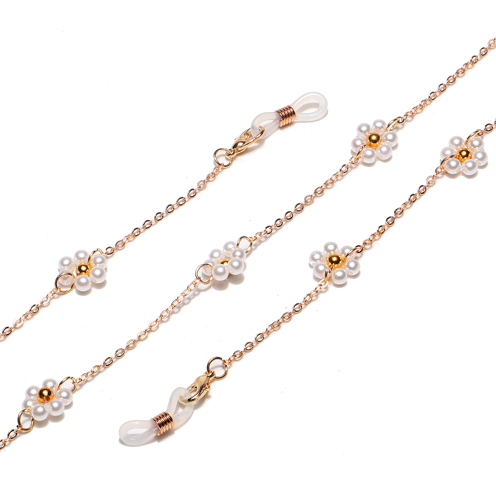 Metal Material Fashion Simple Pearl Flower Eyeglass Chain Wholesale