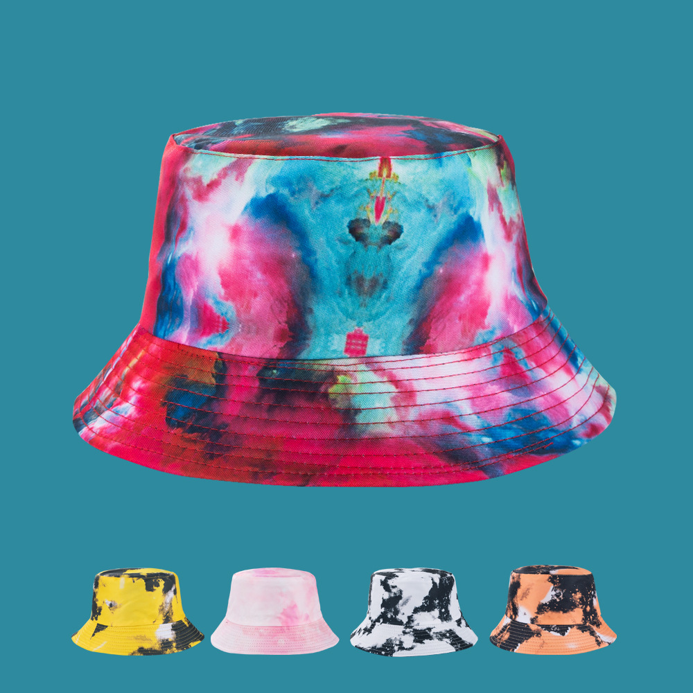 Personality Tie-dye Fisherman Hat Men's Summer Sunscreen Sunshade Hat Women Fashion Wild Double-sided Basin Hat display picture 1