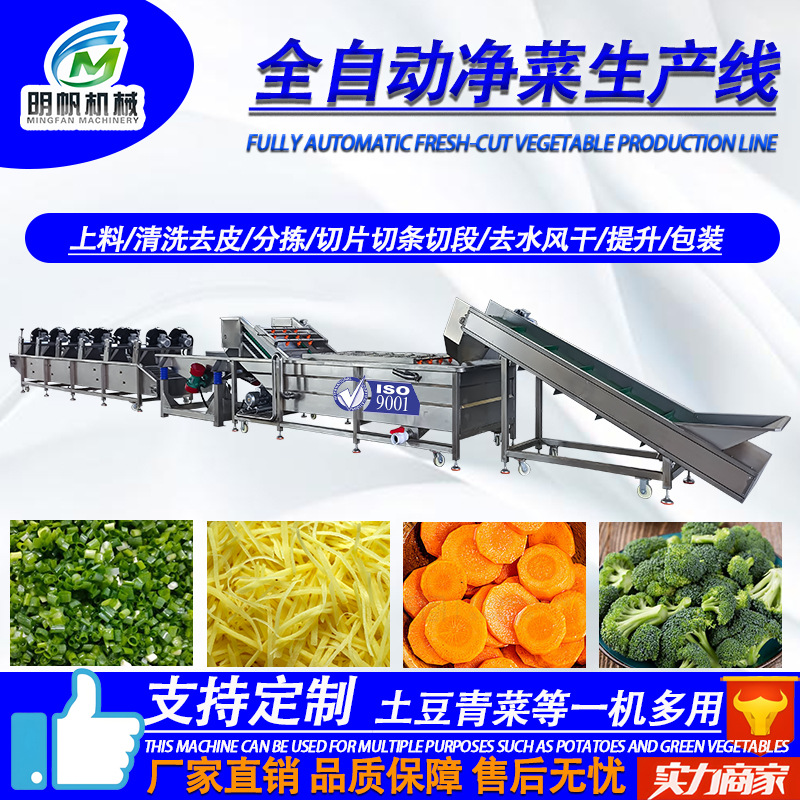 全自动净菜生产线 蔬菜水果清洗加工流水线 土豆丝葱段加工设备