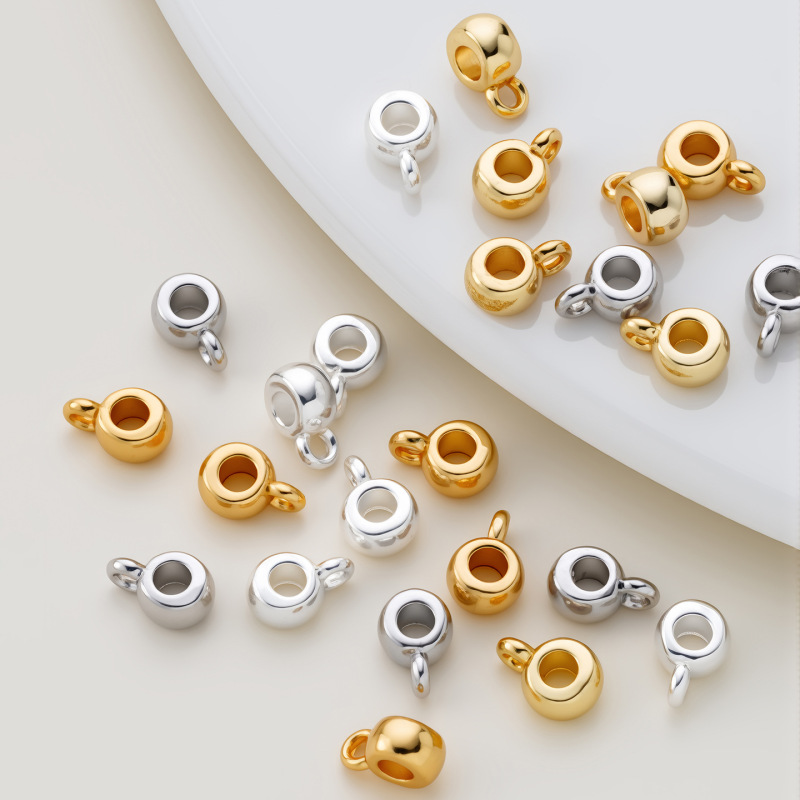 14K Gold-Plated Copper Color-Preserving Three-Way Connector with Loop Spacer Beads, Loose Beads, Handmade DIY Bracelet Necklace Pendant Connecting Ring Accessories