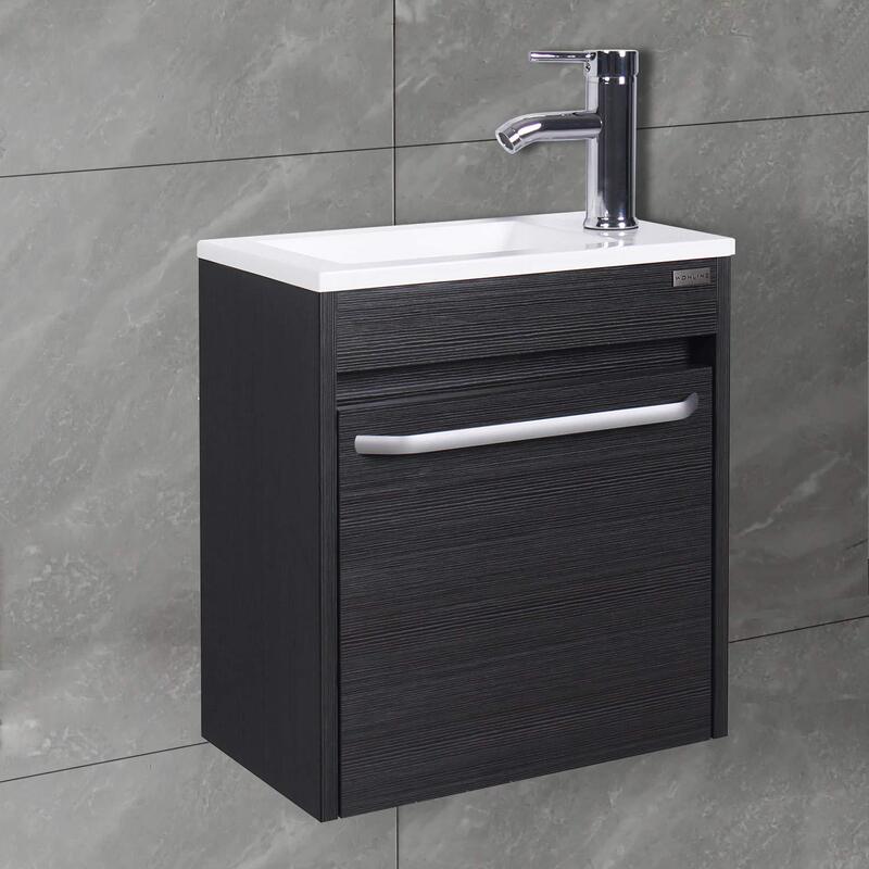 Small Space Bathroom Sink Cabinet Black Wall-Mounted Cabinet Design Bathroom Black Modern Minimalist Without Basin