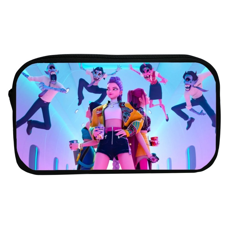 新品印花猎魔女团K-POP笔袋卡通文具袋Huntrix Kpop小学生收纳包|undefined