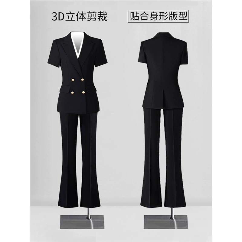 Оптовая цена, бесплатная доставка, черный пиджак с короткими рукавами для женщин, элитный темпераментный интервью, общественный экзамен, формальный рабочий костюм менеджера