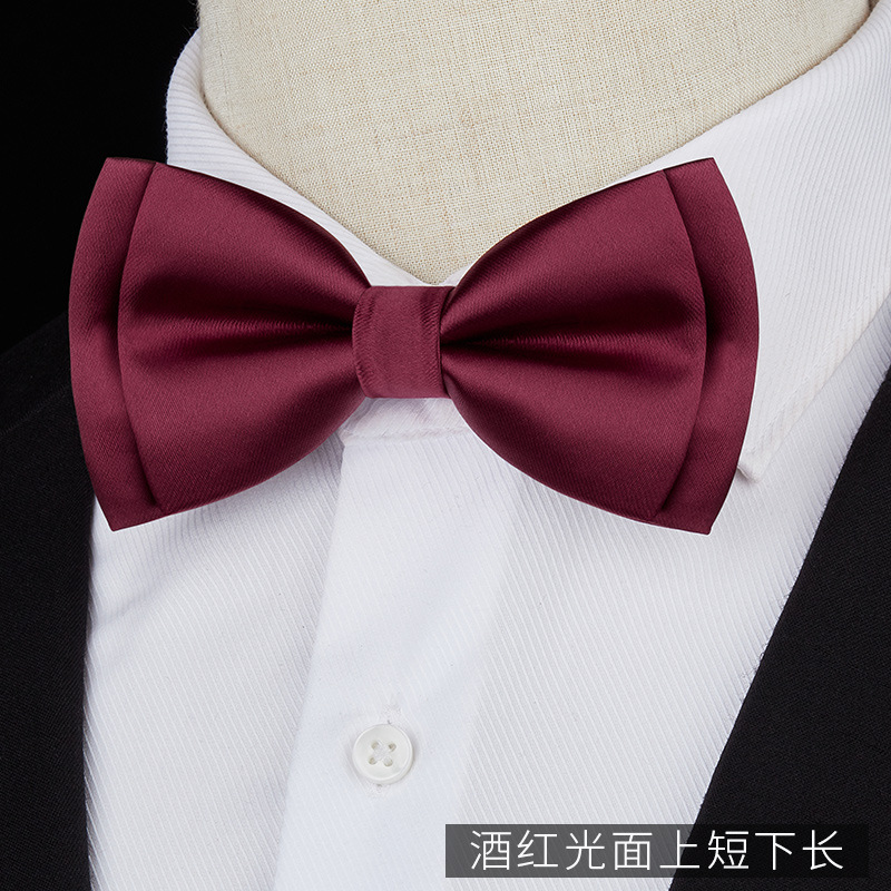 와인색 유광 숏 기장 언발란스 보우타이♜