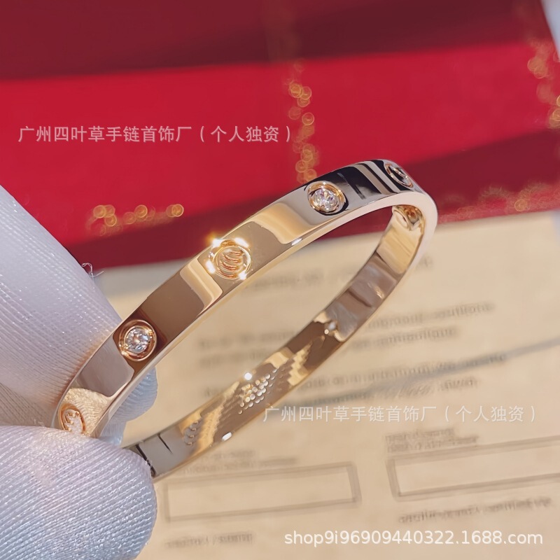 ハイバージョン Kajia LOVE ナローバージョン カスミソウ ブレスレット レディース V ゴールド厚メッキ 18K ローズゴールド フルダイヤモンド カップル ブレスレット 男女兼用|undefined