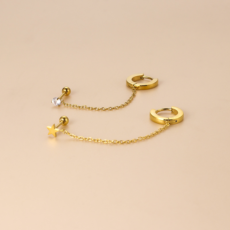 Star Pattern 1 Piece 316L Stainless Steel Ear Cartilage Rings & Studs Star Waterproof Non Tarnish Surgical Steel Women'S