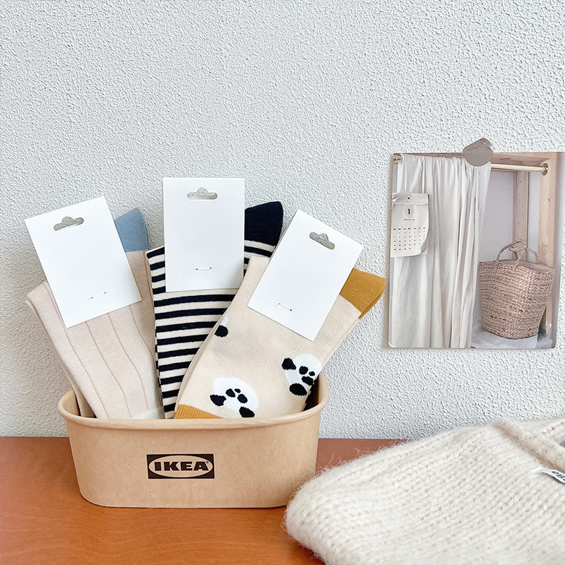 Calcetines de algodón para mujeres verano delgado retrógrado rayas calcetines adorables pandas sin hueso calcetines Zhuhai al por mayor