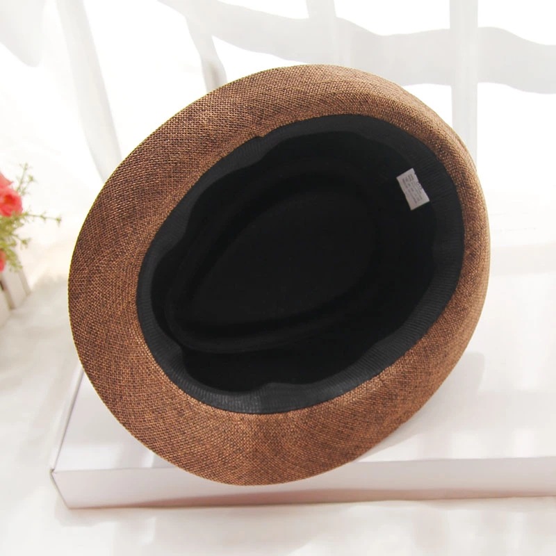 Unisex Straw Fedora Hat For Summer, Sun Protective Retro Beach Style_voghion.com