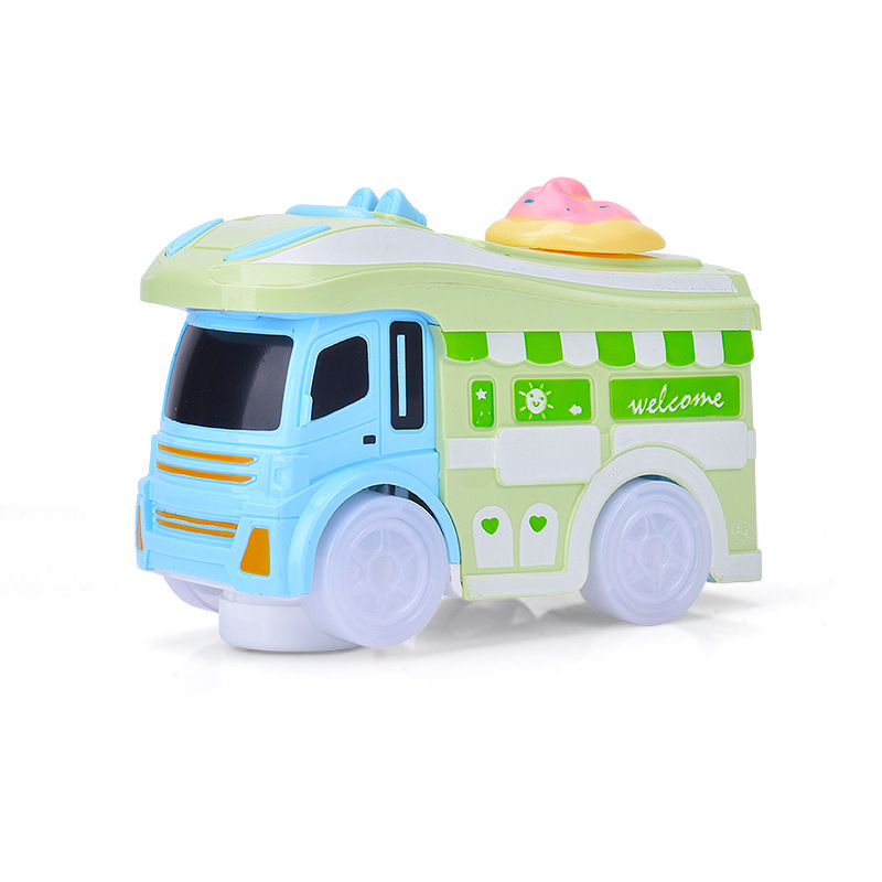 Nuevo autobús de dibujos animados eléctrico universal caminar música niños y niñas postre autobús juguete puesto al por mayor