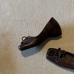 羊皮版~复古蝴蝶结内增高玛丽珍女鞋浅口一脚蹬通勤方头气质单鞋