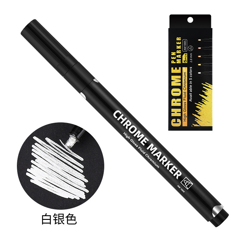Bolígrafo de reparación de arañazos de modelo Pluma brillante para colorear y colorear Pluma de retoque de modelo de metal Pluma de espejo Pluma cromada al por mayor