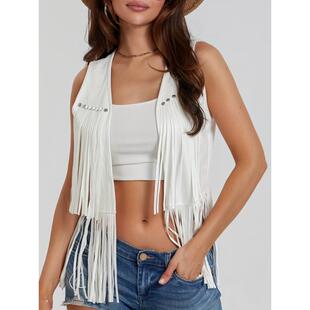 Z 40041 Suede tassel waistcoat ��Ƥ�q���K�R��