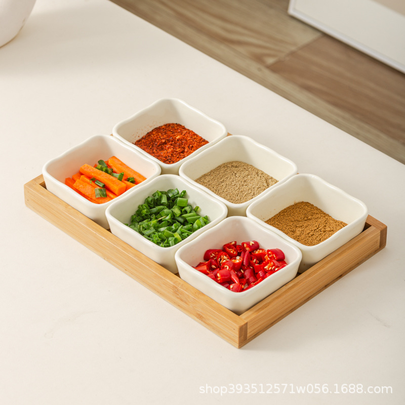 우유 노란색 6 그리드 로그 플레이트