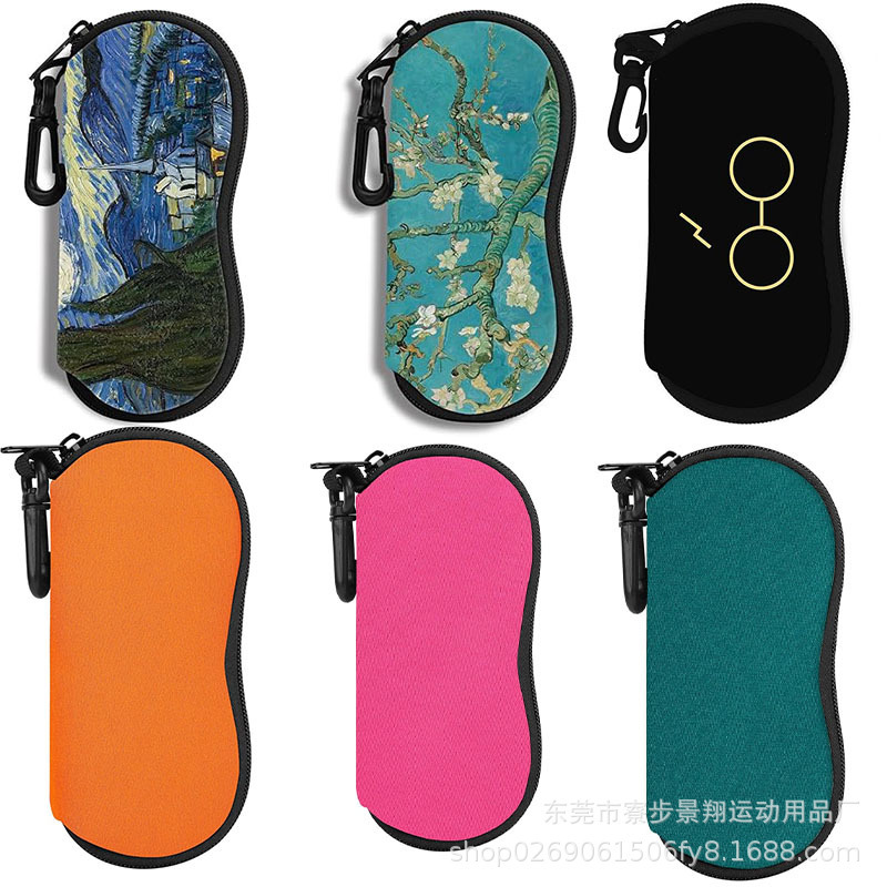 Custom-Made Diving Material Glasses Case, Portable Zipper Hook Sunglasses Pouch, Neoprene Printed Glasses Protective Cover