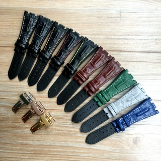 代用AP真皮手表带 爱比皇家橡树离岸系列小牛皮 凹口折叠扣款28mm