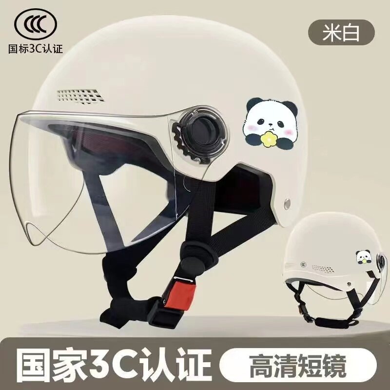 New national standard 3C electric vehicle helmet for men, summer sun protection motorcycle half helmet for women, lightweight and cute safety helmet for all seasons