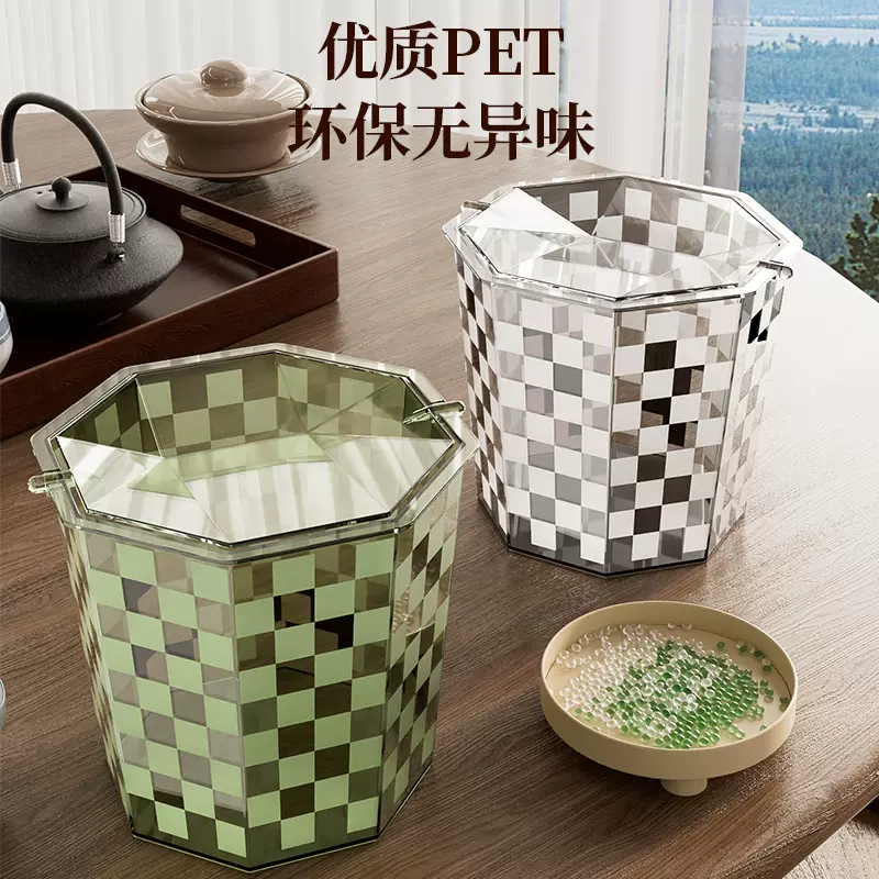 透明圆形大号厨房家用垃圾桶带盖客厅办公室高颜值垃圾纸篓收纳桶