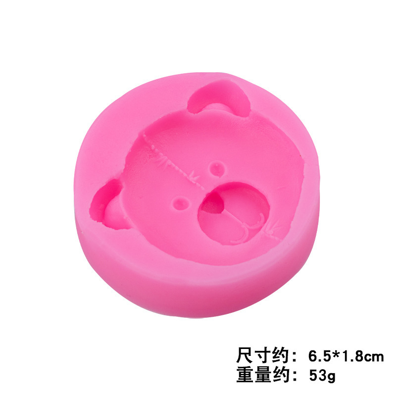 Oso lindo molde cara de dibujos animados molde de silicona DIY hecho a mano jabón molde de arcilla Fondant molde de pudín de chocolate