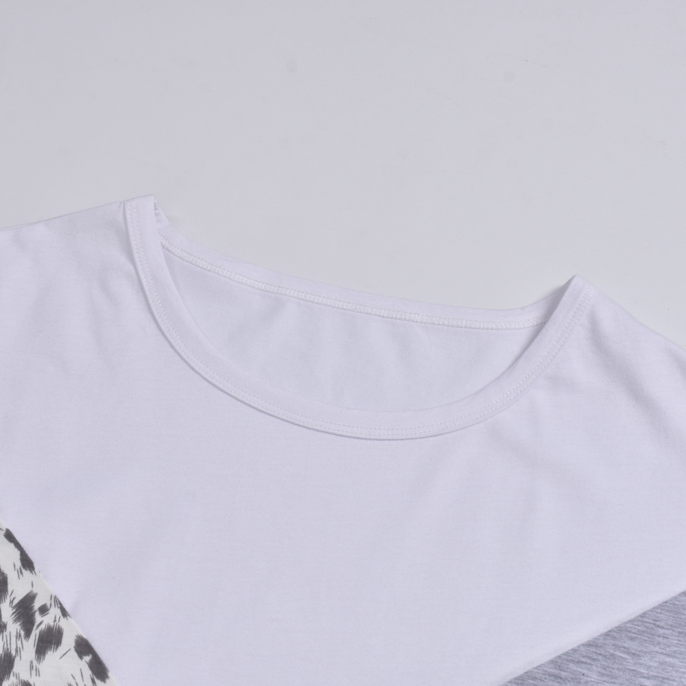 primavera caliente verano nuevo contraste estampado de leopardo suelta camiseta de manga corta NSKL53257