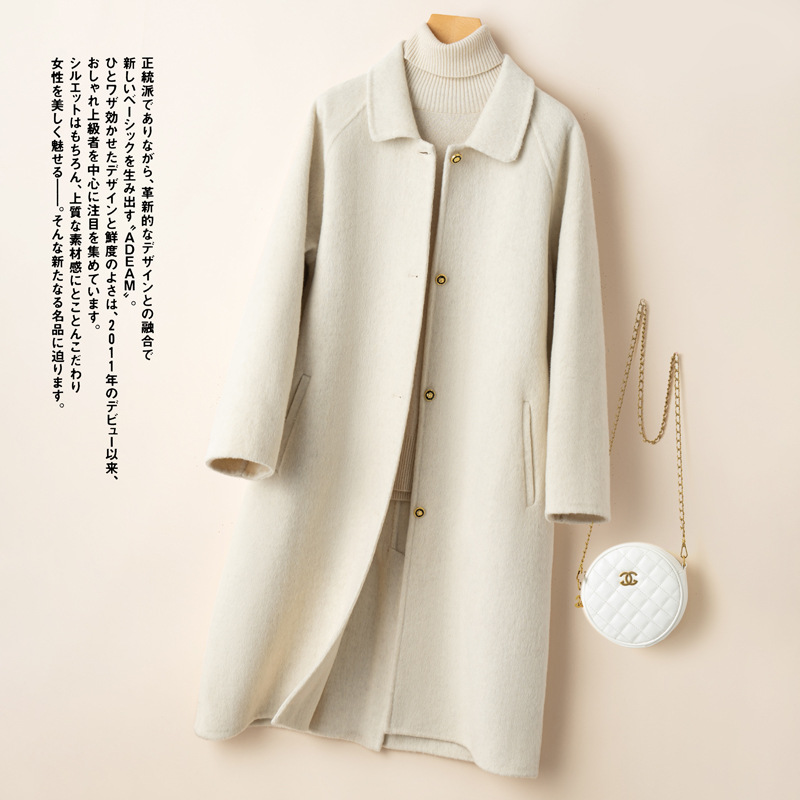 25 New Autumn and Winter 100 Pure Wool Double-Sided Woolen Outwear Lapel Korean Style Long Design Women's Warm Outwear