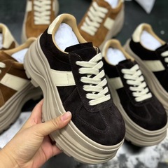 复古真皮德训鞋女2025秋季新款不累脚厚底小白鞋休闲百搭时尚女鞋