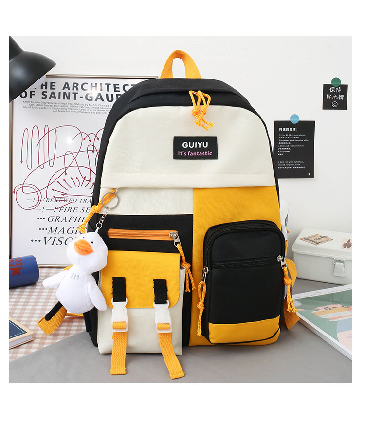 Canvas Large-capacity Korean Style Contrast Color Backpack Wholesale Nihaojewelry display picture 17