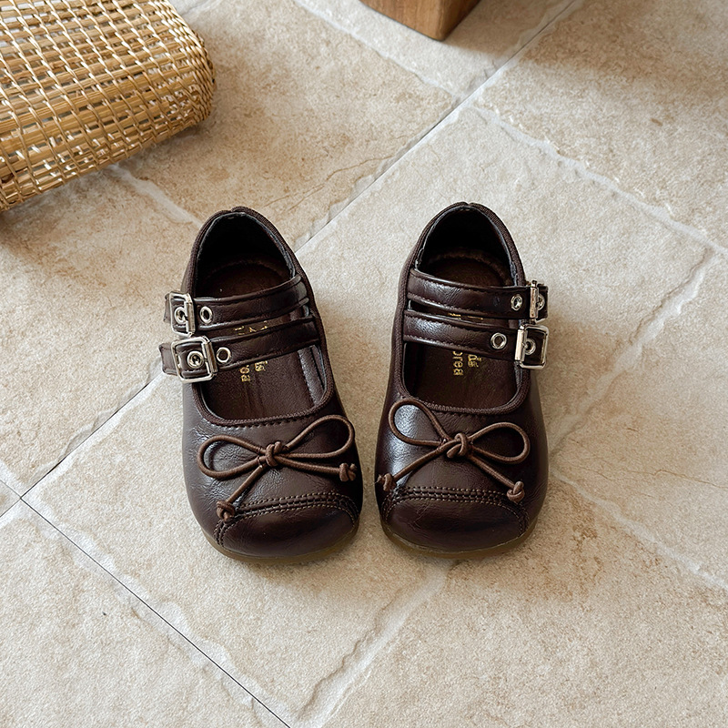 Sapatos de princesa para meninas, sola macia, estilo coreano, moda Mori Girl, calçados infantis novos com laço._voghion.com