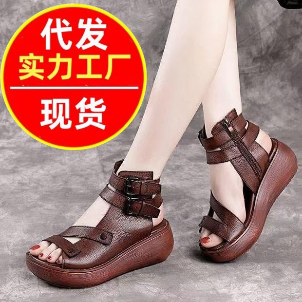 Universal fashionable summer sandals heels made of soft leather…