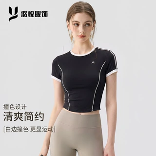 夏季新款瑜伽健身普拉提运动户外训练跑步t恤短袖瑜伽服女