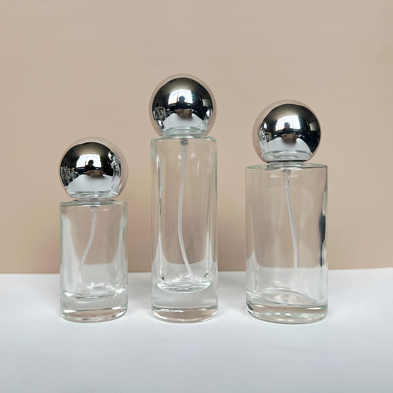 现货B193-20ml30ml50ml 螺口圆柱形香水玻璃瓶化妆品分装喷雾空瓶