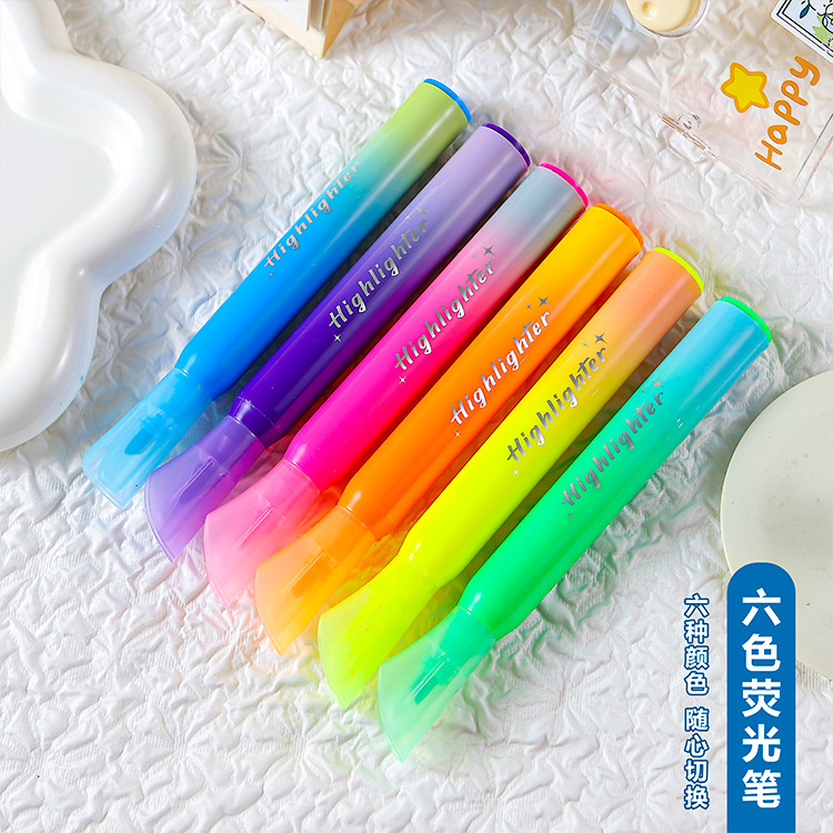 大容量口红荧光笔小清新渐变学生萤光笔课堂标记水性记号笔手账笔|undefined